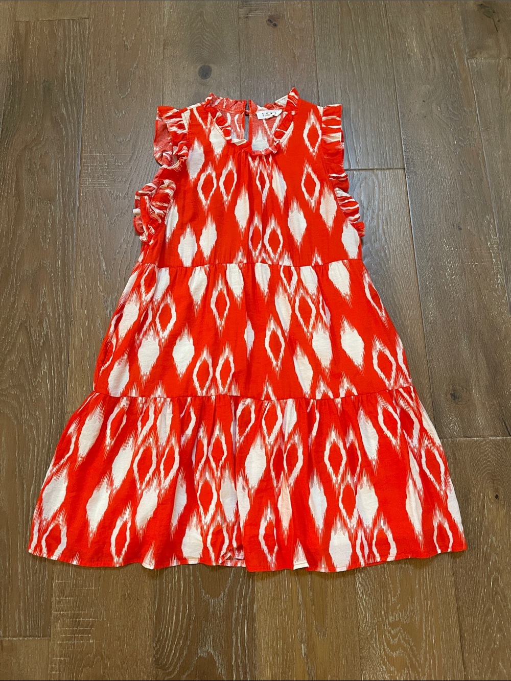 THML Red Ikat Tiered Dress